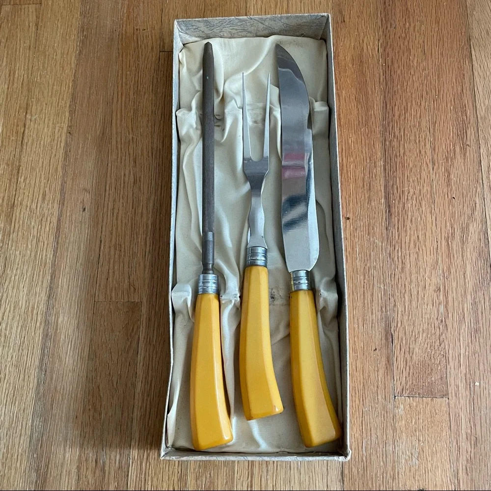 Vintage GENERAL CUTLERY CO. Stainless Steel Carving Set Three Pieces